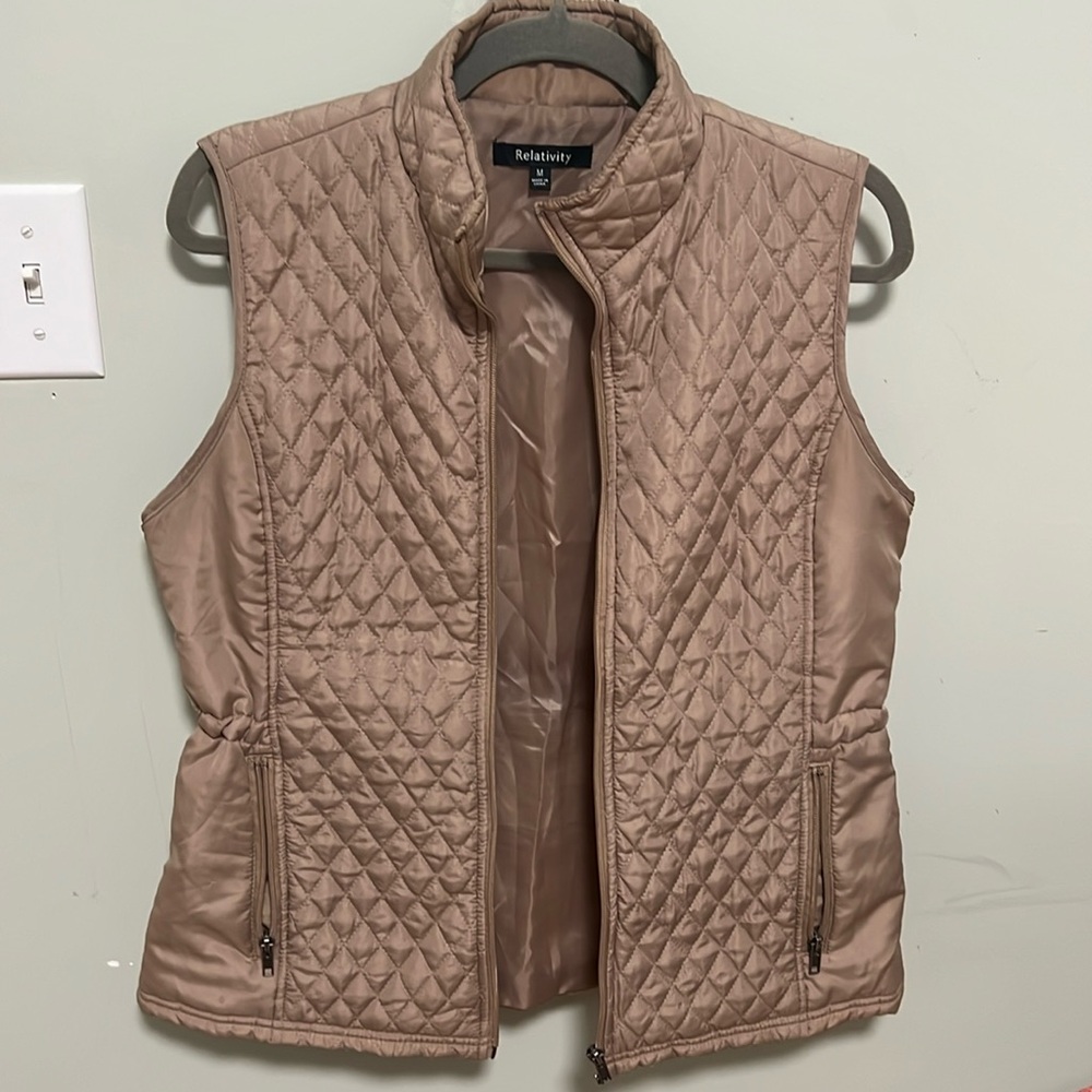 Beige quilted vest